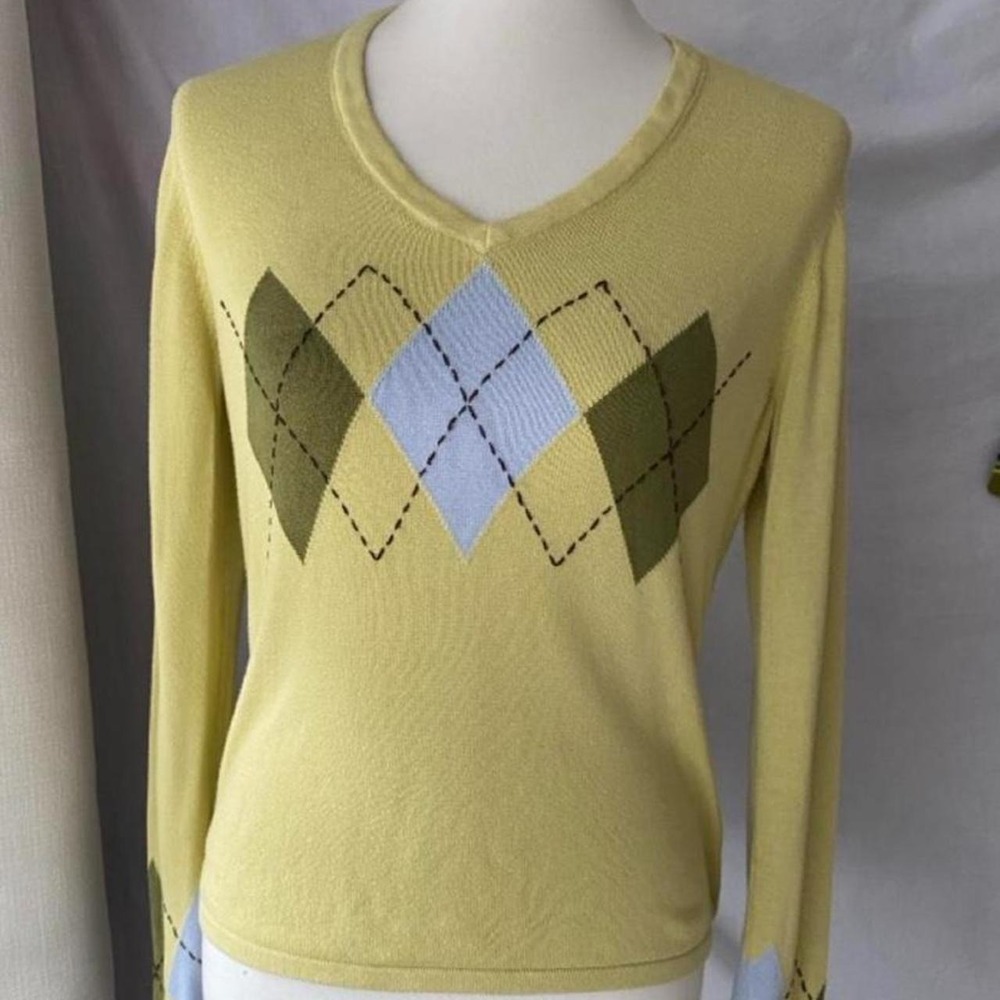 Tehama Nancy Haley 1990s argyle print sweater
